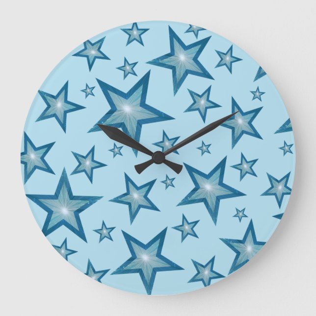 Blue Stars horloge ronde bleu pâle (Recto)