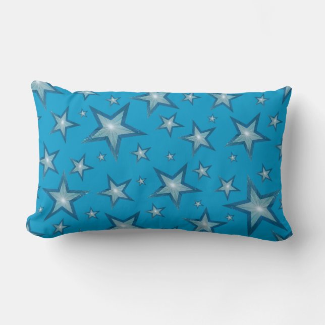 Blue Stars imprimé lancer oreiller lumbar bleu (Recto)