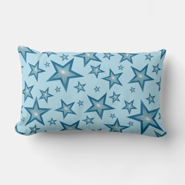 Blue Stars lancer oreiller lumbar bleu pâle dos (Recto)