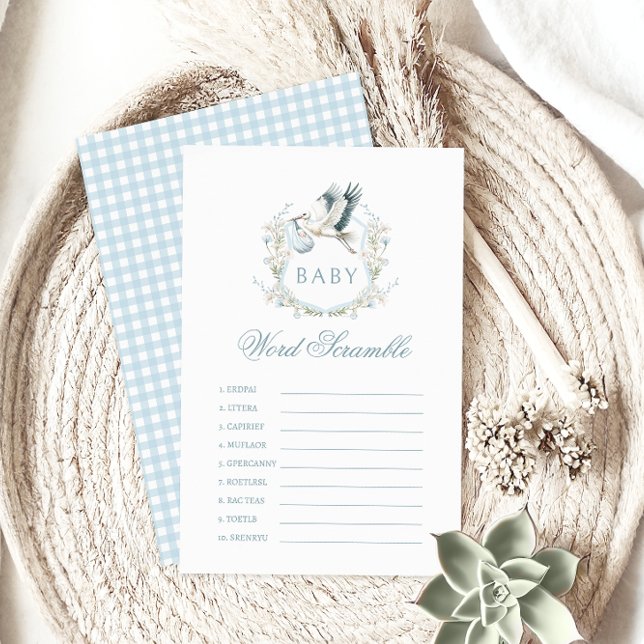 Blue Stork Baby Boy Douche Mot Scramble Jeu (Créateur téléchargé)
