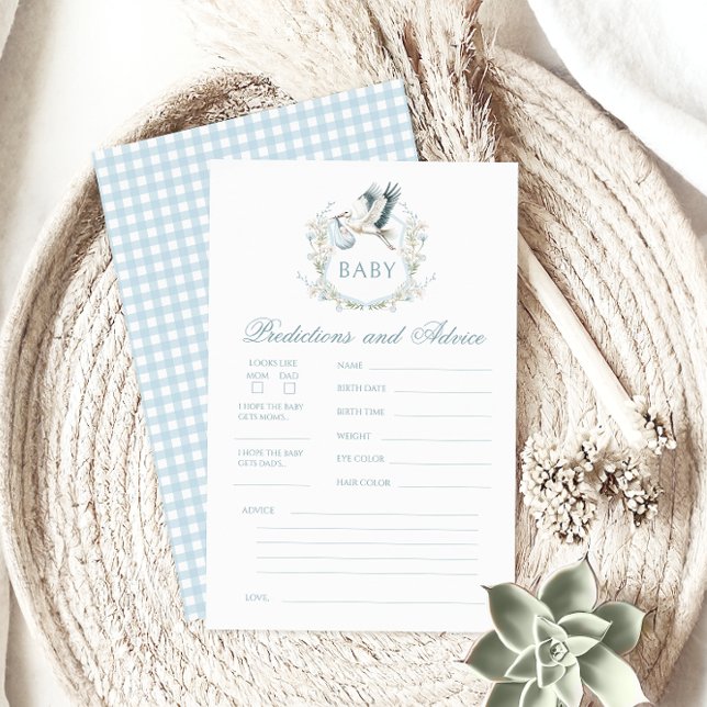 Blue Stork Baby Boy Douche Prédictions Conseil Jeu (Créateur téléchargé)
