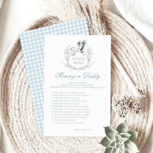 Blue Stork Baby shower maman ou papa jeu