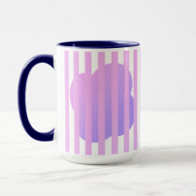 Blue Stripe Simple Two-Tone Mug with Purple Floral