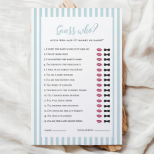 Blue Stripes Baby shower Devinez Qui Joue