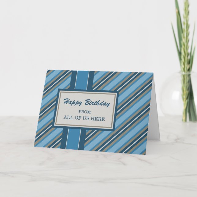 Blue Stripes Business de groupe Carte d'anniversai (Devant)
