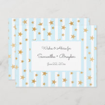 Blue Stripes Gold Stars Baby shower Conseils Carte