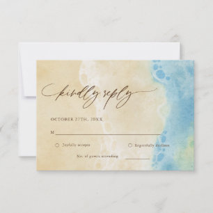 Blue Summer Ocean Beach Wedding Carte RSVP