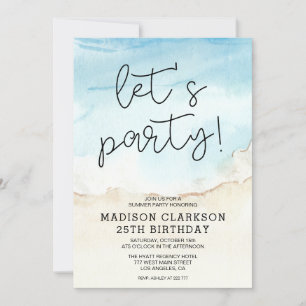 Blue Summer Ocean Fêtons Anniversaire Invitation