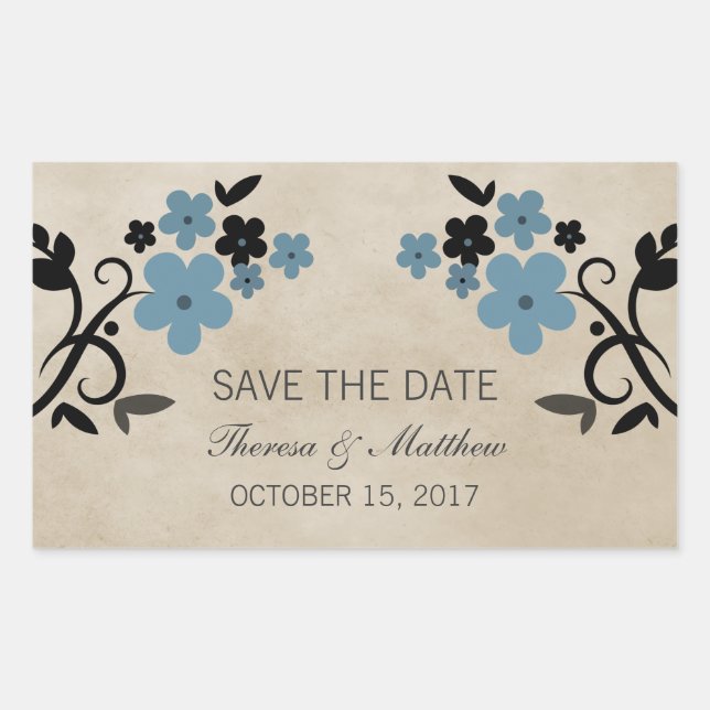 Blue Sweet Vintage Floral Enregistrer les stickers (Devant)