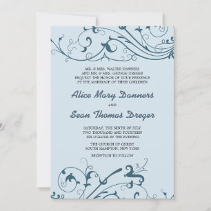 Blue Swirls - invitations de mariage