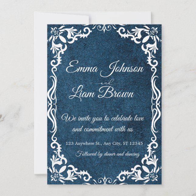 Blue Talavera Mexican Spanish Wedding Invitation (Devant)