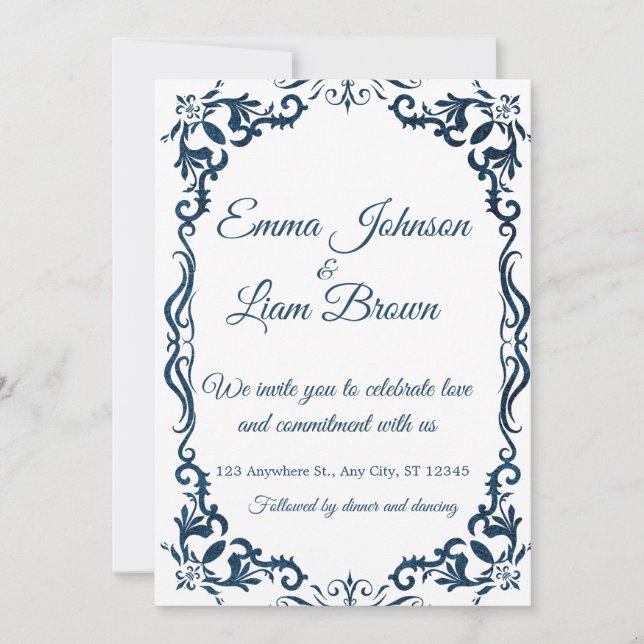 Blue Talavera Mexican Spanish Wedding Invitation (Devant)