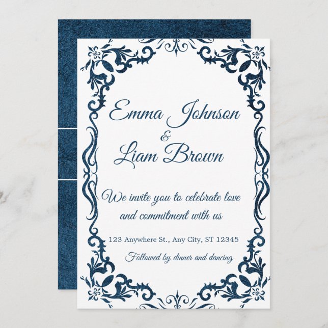 Blue Talavera Mexican Spanish Wedding Invitation (Devant / Derrière)