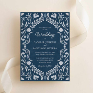 Blue Talavera Mexico Faire-part de mariage