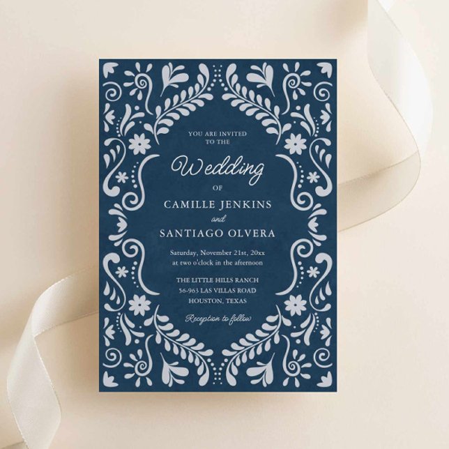 Blue Talavera Mexico Faire-part de mariage (Blue Talavera Mexican Wedding Invite)