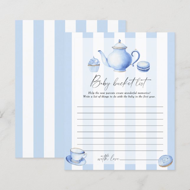 Blue tea party - Baby bucket list jeu (Devant / Derrière)