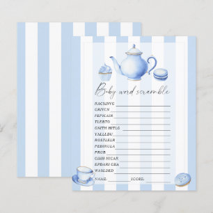 Blue tea party - jeu de baby shower Word scramble