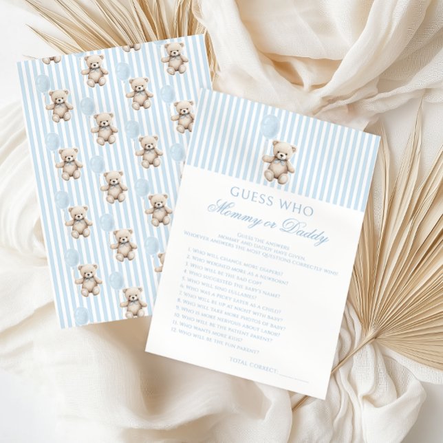 Blue Teddy Bear Baby Shower Mommy or Daddy Game (Créateur téléchargé)