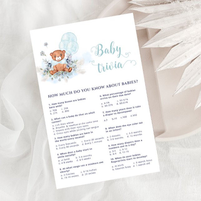 Blue Teddy Bear Balloons Bearly Wait Trivia jeu (Créateur téléchargé)