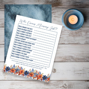 Blue Terracotta Baby shower Floral Qui Connaît Mam