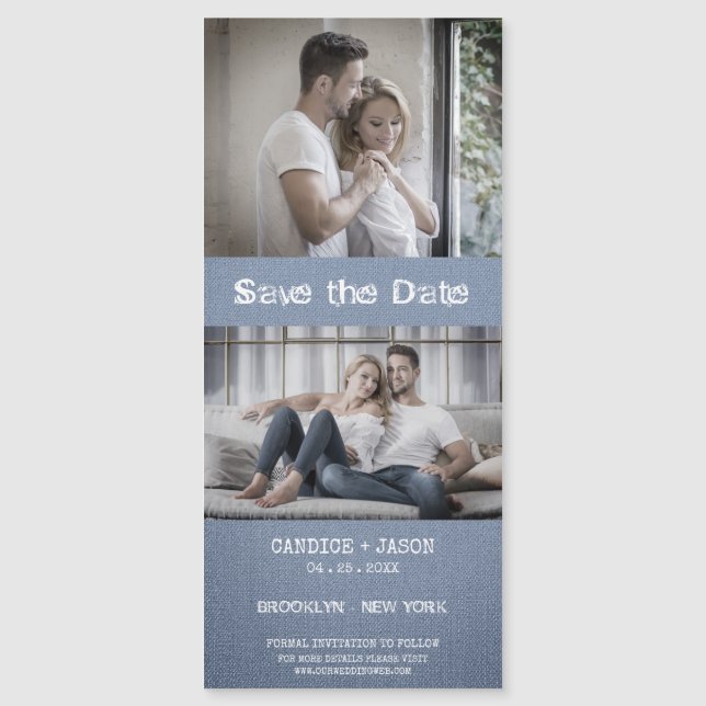 Blue Textile Texture Engaged Romantic Couple (Devant)