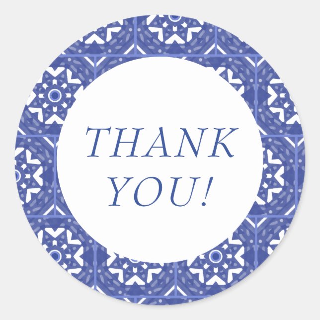 Blue Tile Thank You Sticker (Devant)