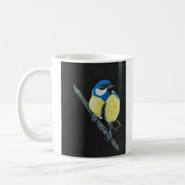 Blue Tit Bird on Branch Fine Art Mug (Gauche)