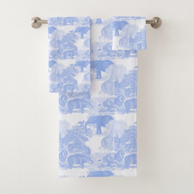 Blue Toile Jungle Animaux Safari Chinoiserie Garço (En situation)