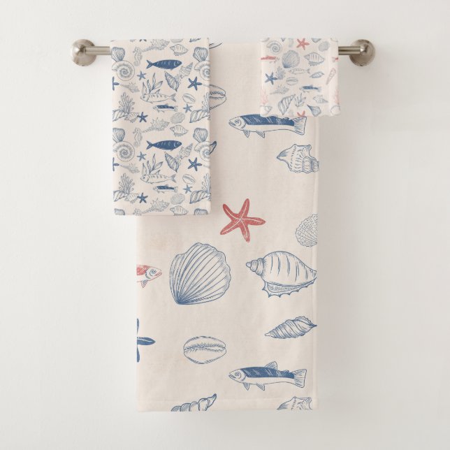 Blue toile Ocean Towel (En situation)