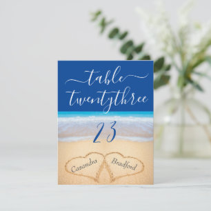 Blue Tropical Beach Hearts Mariage Numéro de table