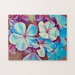 Blue Tropical Flowers Floral Art Puzzle