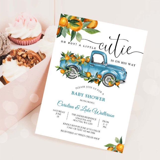 Blue Truck Citrus Baby Shower Invitation (Créateur téléchargé)