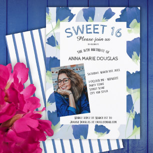 Blue Tulip Sweet 16 Invitations