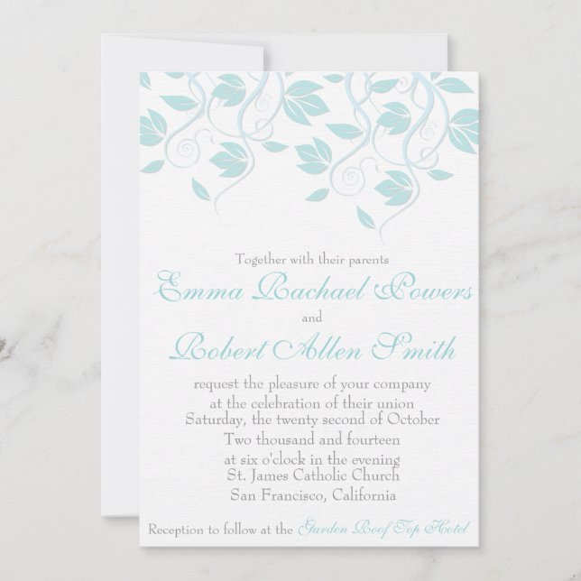 Blue Vines - invitations de mariage (Devant)