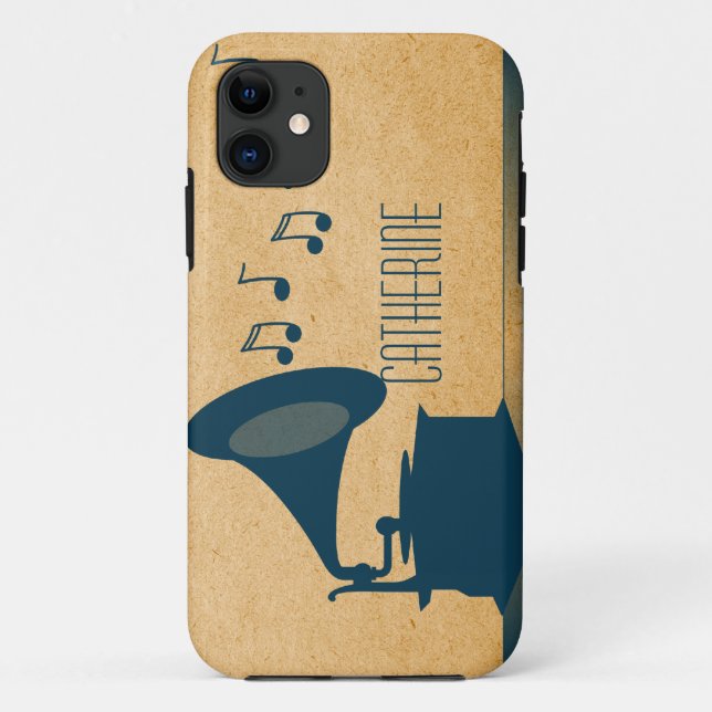 Blue Vintage Gramophone BT ID iPhone 5 Coque (Dos)
