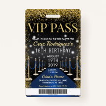 Blue VIP Pass Hollywood Tapis rouge Badge d'annive