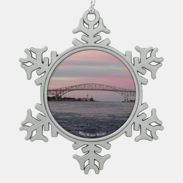 Blue Water Bridge flocon de neige ou ornement à bi (Devant)