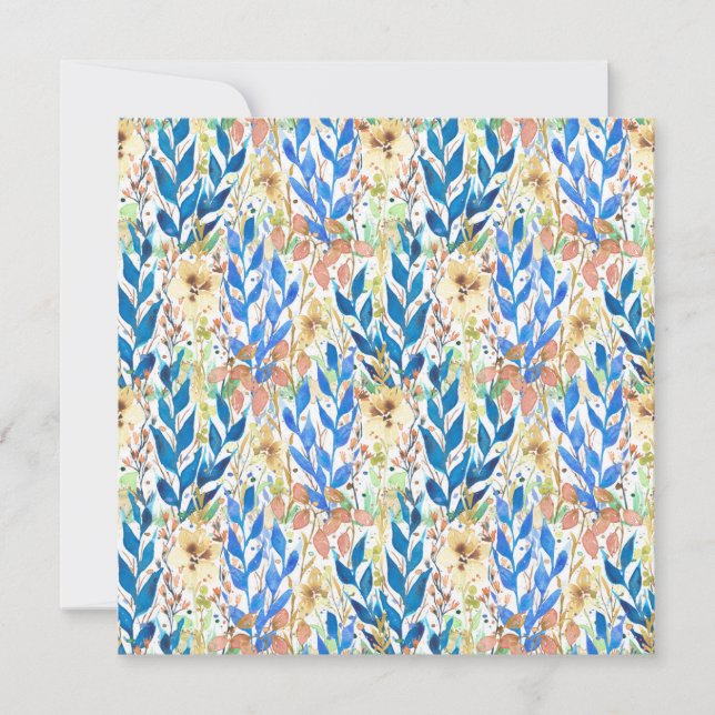 Blue Watercolor Blossom Garden (Devant)