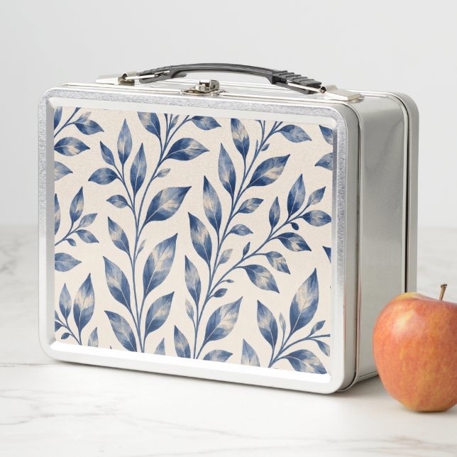 Blue Watercolor Foliage Lunch Box (En situation)