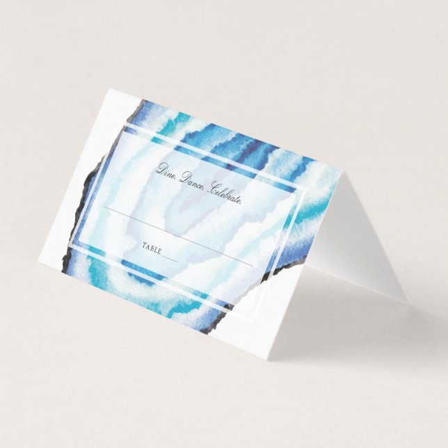 Blue Watercolor Geodes Rock Mariage (Front)