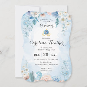 Blue Watercolor Princess Castle Girl Invitation