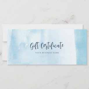 Blue Watercolor Script Modern Cadeau Certificat