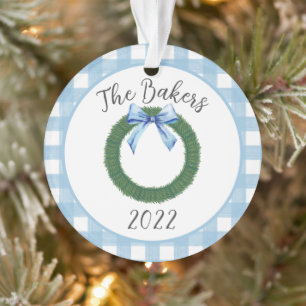 Blue Watercolor Wreath Family Année d'examen