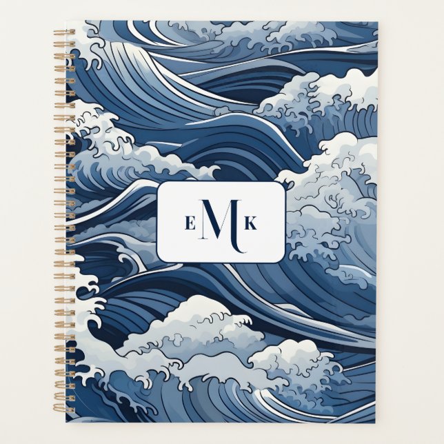 Blue Waves Ocean Thème Planner personnalisé (Devant)