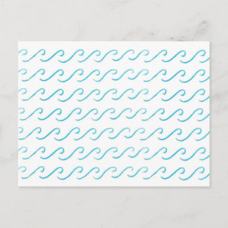 Blue Waves Watercolor Motif simple carte postale