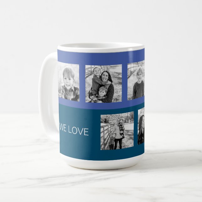 Blue We Love You Grand-père Six Photo Mug (Devant gauche)