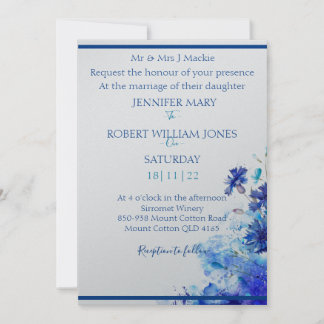 Blue wedding invitation 