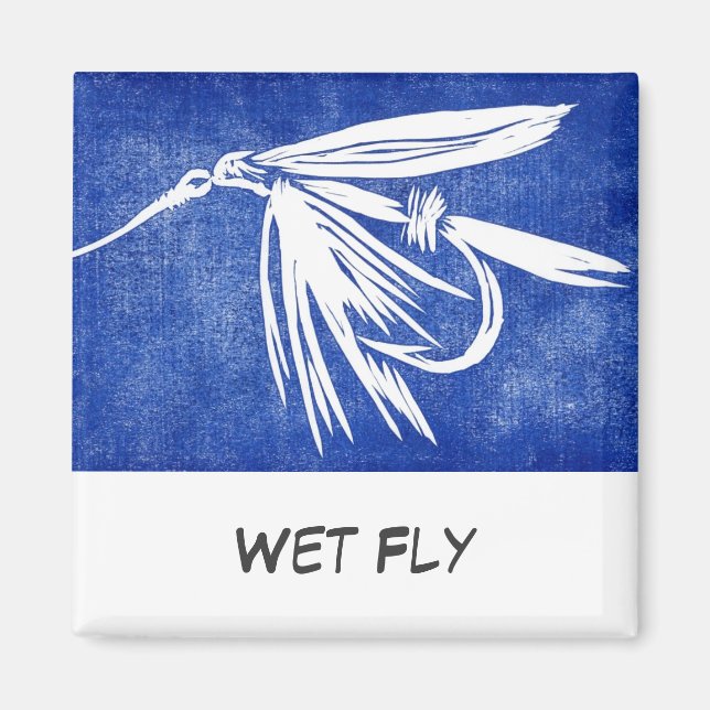 "Blue Wet Fly" Flyfish Art Magnet (Devant)