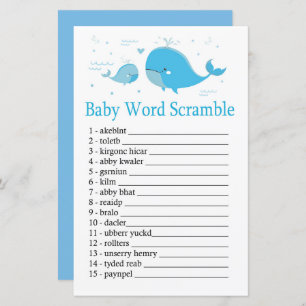 Blue Whale Baby mot scramble jeu