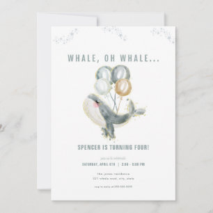 Blue Whale Oh Whale Anniversaire Invitation